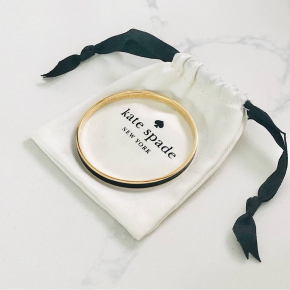 ⭐️Kate Spade⭐️Draw The Line Gold Black Enamel Bracelet Women's Bangle Jewelry - Picture 3 of 8